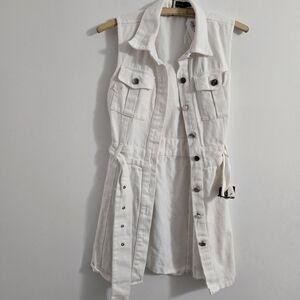 Area Stars WHITE Denim Sleeveless. Short Dress.